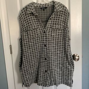 Ulla Popken Black and White Sleeveless Tweed Dress‎